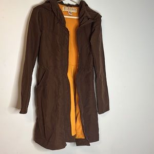 Prairie Underground Brown Hooded Coat with Mustard Lining